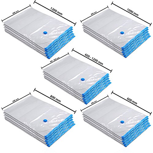 5 Stück HSM Vakuumbeutel für Kleidung Bettwäsche Bettdecken Kompressionsbeutel Aufbewahrungsbeutel Kleiderbeutel 60 x 80 cm