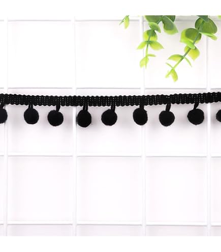 QUARKZMAN 20 Iarde Di Nastro Con Pom Pom, Rifinitura Con Frange, Accessorio Per Cucito, Artigianato Fai Da Te Per Tende, Abbigliamento, Cuscini (12mm - 9