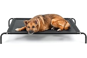 lionto Lettino rialzato per Cani Ideale per Giardino e Outdoor, (L) 114x76 cm Nero