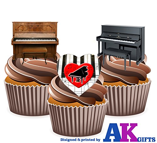 I love Klaviere – essbar Stand-up Cupcake Topper (Pack von 12)