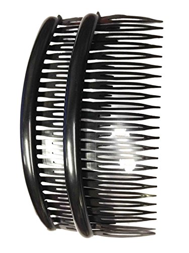 Pair of Large Black Plain Hair Combs Slides 12cm (4.7")