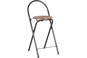 ZZINOKE Sgabello Bar Pieghevoli, Altezza seduta 55,5 cm, Nessun Montaggio Richiesto, Sgabello Pieghevole Portatile Per Cucina, Bistrot, Negozio, All'Aperto (Retrò Marrone e Nero)