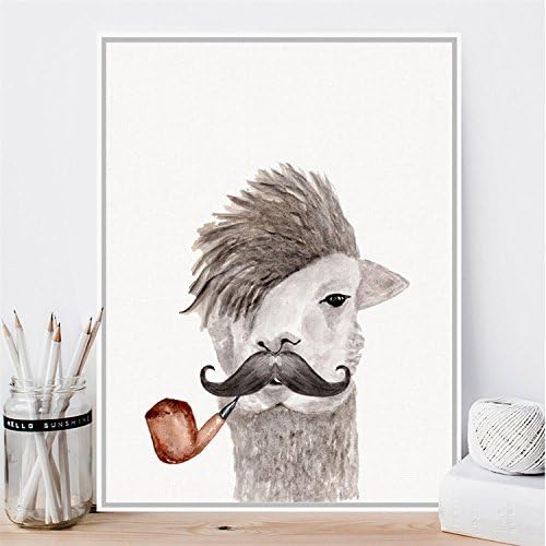 Yanqiao No Border Alpaca Personification Wall Decal Stickers Removable Art Home Decorations DIY Wallpaper Easy to Apply 25*30CM/9.8*11.8" 1Pcs/Set,brown