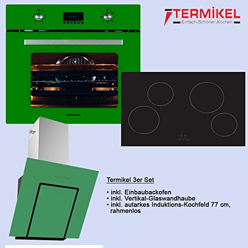 détail Four encastré avec autarkem de cuisson KFI 7300 & Hotte murale en vert - de termikel