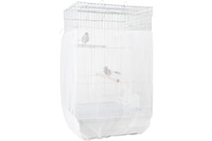 Bird Cage Seed Catcher, Furpaw Bird Cage Cover Adjustable Nylon Birdcage Mesh Guard Net, Universal Washable Budgie Cage Skirt