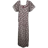 Indiatrendzs Women Comfortable Nightgown Cotton Floral Rose Printed Squire Neck House Maxi Dress