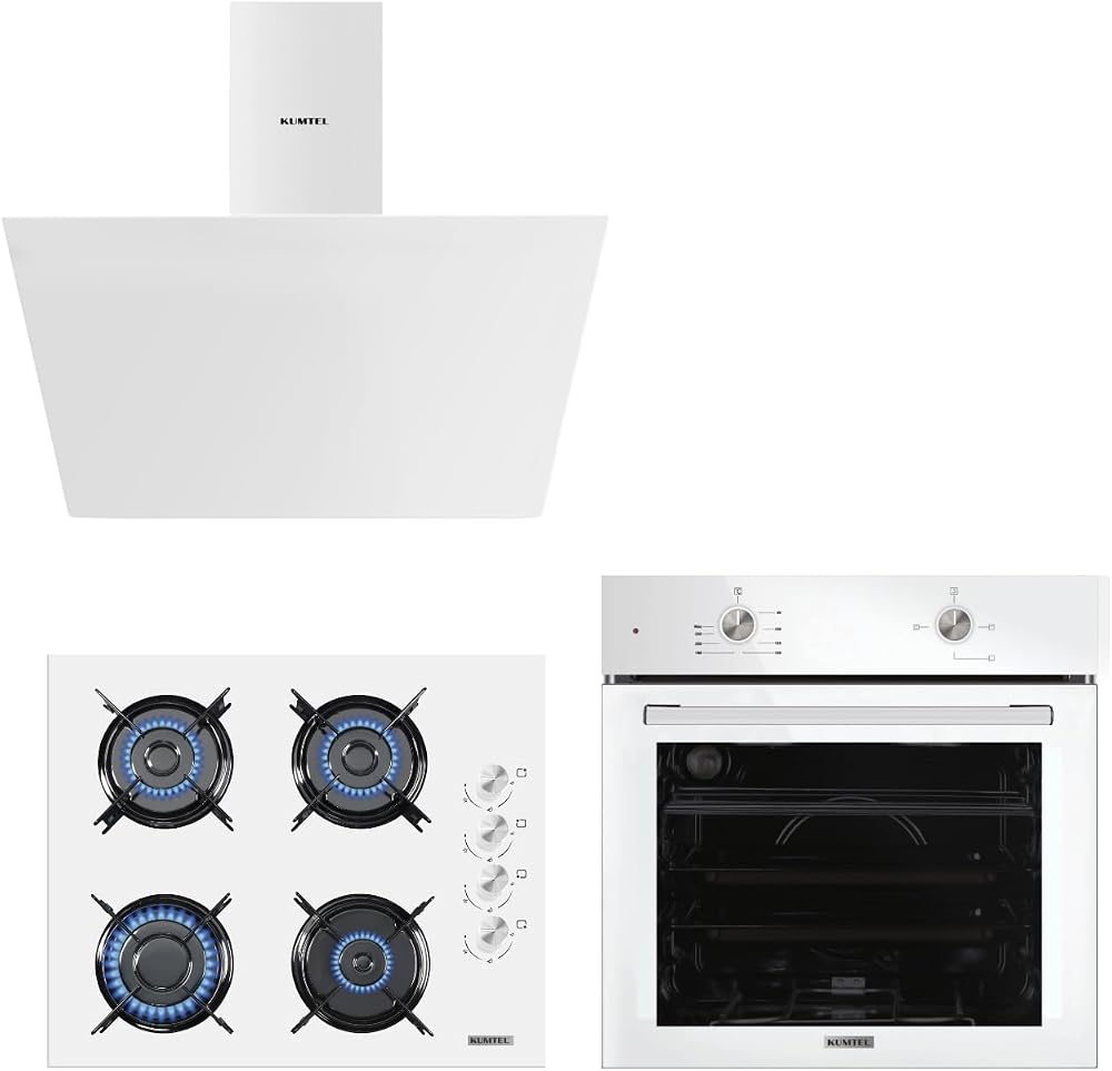 Kumtel Home Basic Beyaz Cam Ankastre Set