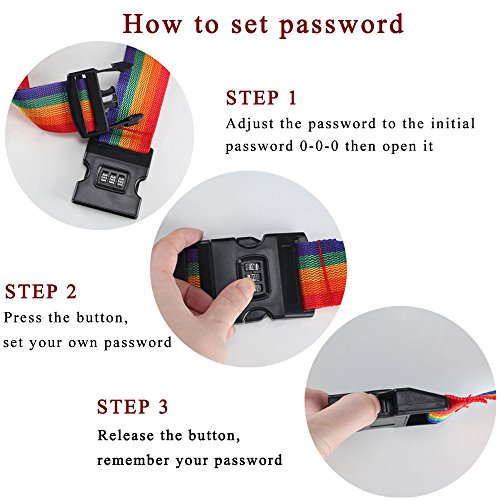 FJSM-4pcs-Sangle-Valise-Voyage-Bagage-Attache-Sangle-Reglable-Avec-Serrure--Combinaison-en-Couleur-Sympatique-110g