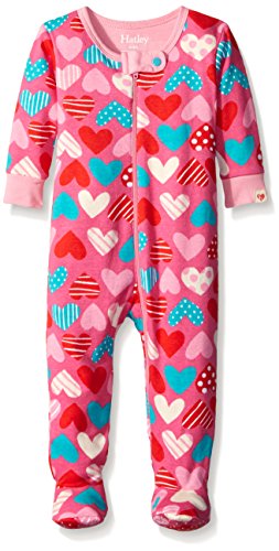 Hatley Baby Girls 0-24m Infant Footed Coverall Crazy Hearts Footies, Multicoloured (Pink), 0-3 Months