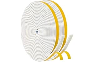 GUKOY Samoprzylepna taśma uszczelniająca, 6 mm (szer.) x 3 mm (średnica)/20 m (dł.), uszczelka do drzwi i okien, taśma piankowa, gumowa uszczelka do kolizji, izolacja akustyczna