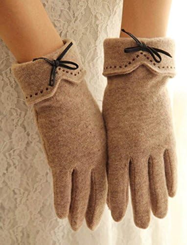 LQABW New Touch Screen Gloves Bowknot Lady Fingering Warmth Gloves,Brown