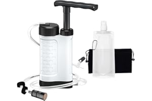 Purewell Filtre à Eau Portable,0.01Micron 5 Etapes système de Filtration d'eau,Personnel Purificateur d'eau et équipement d'urgence Pouvant pour Extérieur Randonnée Camping Voyage (white)