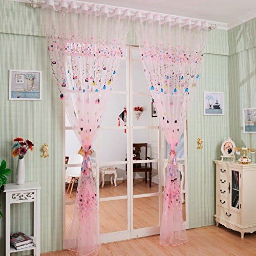 WERM® Balloon Tulle Voile Door Window Curtain Children's Room Drape Panel Sheer Scarf Valances 100*200cm (Pink) 1PCS
