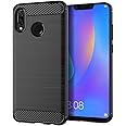 HTXWXJC Case for Huawei Y9 2019 Case, Huawei Y8s JKM-LX1, JKM-LX2, JKM-LX3 Case, Slim Thin Carbon Fiber TPU Rubber Protective Cases Anti-Scratch Shockproof Cover for Huawei Y9 (2019) Black