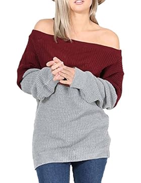 CHENGYANG Donna Maniche Lunghe Pullover Maglia Maglione Senza Spalline Maglioni Sweatshirt Tops