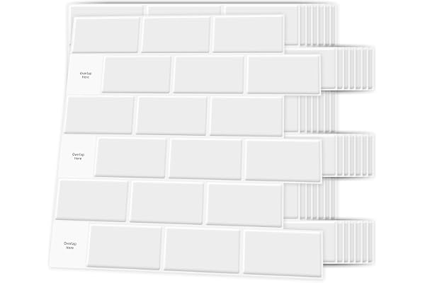 Art3d Lot de 10 autocollants pour carrelage mural - Blanc - Motif métro - Pour cuisine et salle de bain