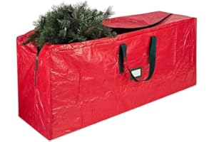 Treer Custodia Porta Albero di Natale, Custodia Albero di Natale 270 cm, Sacca per Albero di Natale Impermeabile, Borsa Porta Albero di Natale con Cerniera e Manici (106x25x25cm,Rosso)