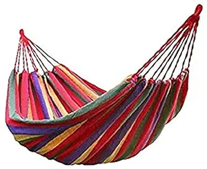 Inllex Outdoor Canvas Camping Hammock Bend Wood Stick Steady Hamak Garden Swing Hanging Chair Hangmat Blue Red