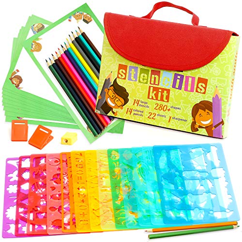 Kit de Plantillas de Dibujo para Niños 54-Piezas| Divertido Conjunto de Actividades de Viaje, Artesanía para Niñas