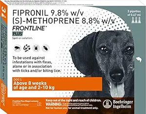 Frontline Plus Spot On for Dogs - Tick and Flea ? Treatment/Control (Small (2-10 Kg))