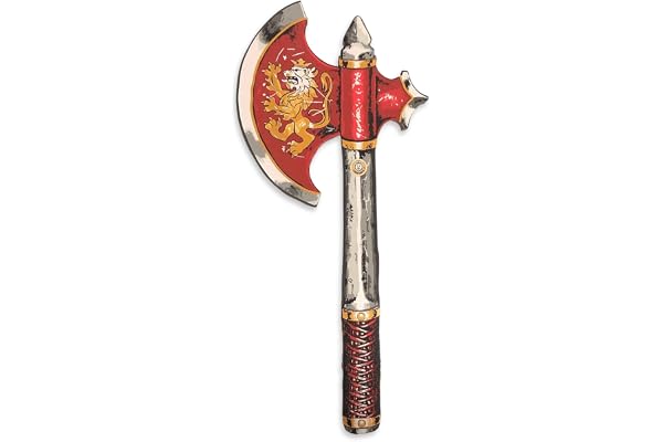 Liontouch - Hache de Chevalier Noble pour Garçons, Rouge - Age 3-8 Ans | Jouet en Mousse Durable pour Enfants à Décoration Lion Doré | Accessoire d'Arme Sûre pour Costumes de Chevalier et Déguisement