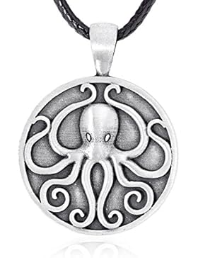 Llords Schmuck | Cthulhu Tintenfisch Krake Anhänger Halskette, feinster Zinn Metall Modeschmuck
