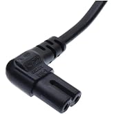 Derwell 80 Cm L U&ccedil; 90 Derece Power G&uuml;&ccedil; Elektrik Kablosu C7 ps4/ps3 Teyp Laptop Adapt&ouml;r ışıldak 2 Pinli Siyah Siyah