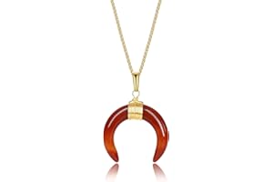 COAI Collier Chaîne Pendentif Double Corne Pierre Femme