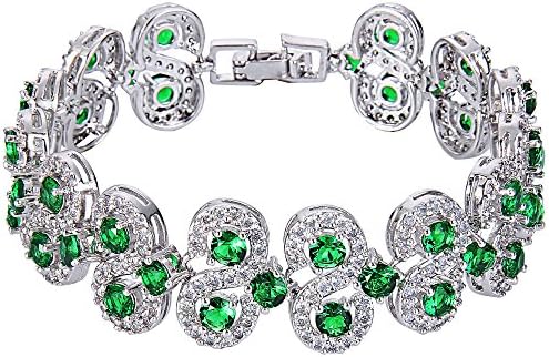 Women's Zirconia Art Deco S-Shape Roman Tennis Prom Bracelet Bangle Silver-Tone