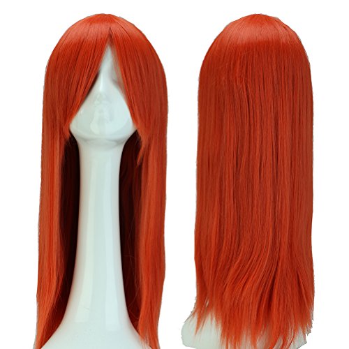 S-noilite® 24" Full Wig for Fancy Dress Parties Cosplay Healthy Hair Long Straight Amine Wigs (Orange)
