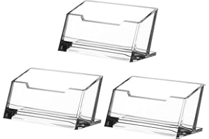 Rmeet Visitenkartenständer Klarer,3er Pack Acryl Visitenkartenhalter Einzelkarten Namenskartenhalter Landschaft Freistehende Visitenkarte Tischständer für Büro Sammlung Veranstalter 103 * 43MM