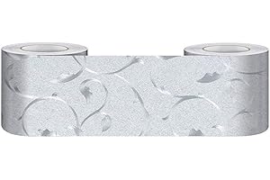 GouieRylin Cenefas Adhesivas Cocina De Friso Papel Para Paredes DecoracióN De Pared De Cocina, BañO,Pvc Cenefa Autoadhesiva Para DecoracióN Vid de plata 10cm X 500cm