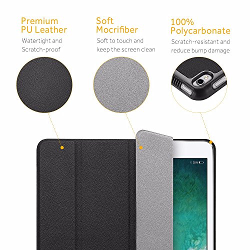 iPad Pro 10.5 Hülle, EasyAcc Ultra Dünn iPad Pro 10.5 Smart Cover mit Auto Sleep / Wake Up Funktion und Standfunktion – Hochwertiges PU Leder Hülle (Schwarz, Kunstleder, Ultra Dünn) - 8