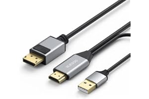 WJESOG HDMI to Displayport Cable 6.6ft 4K@60Hz，HDMI 2.0 Male to DP 1.2 Male Converter for Xbox One/PS4/PS5/NS Compatible with VESA Dual-Mode DisplayPort 1.2