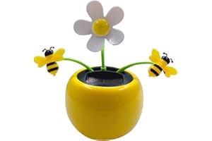 CAWHUI Solar Dancing Flower, Car Dashboard Ornament, Sunflower with Honey Bee Swinging Decoration, Solar Power Kits, Shaking Head Figure Interior Decoration Desktop Ornaments