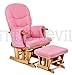 LUXURIOUS HUSH HUSH SOLID OAK WOOD GLIDER CHAIR WITH PALE PINK CUSHIONS - NURSING GLIDER / ROCKER / ROCKING / MATERNITY / FEEDING CHAIR (With Locking Mechanism & Free Matching Footstool)