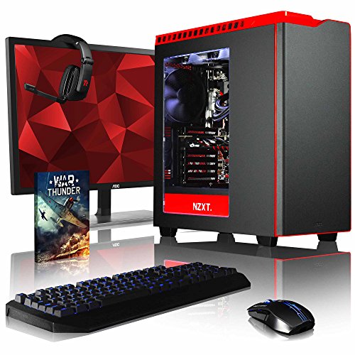 VIBOX Armageddon RM580-899 Komplett-PC Paket Gaming PC - 3,8GHz Intel i5 Quad Core CPU, Radeon RX 480, leistungsfähig, Wassergekühlter Desktop Gamer Computer mit Spielgutschein, 28" 4K Monitor, Gamer Tastatur & Mouse, lebenslange Garantie* (3,4GHz (3,8GHz Turbo) Superschneller Intel i5 7500 Kabylake Quad 4-Core Prozessor CPU, MSI AMD Radeon RX 480 8GB Grafikkarte, 16GB Team 3000MHz DDR4 RAM, 240GB SSD, 2TB Festplatte, Corsair H100i GTX Wasserkühler, Ohne Windows Betriebssystem)