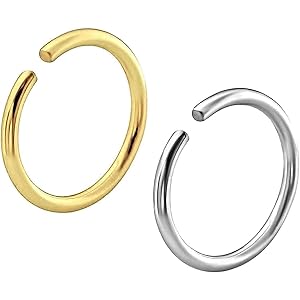 Soni Jewellery Surgical Steel 8mm No Rusting Pack Of 2 Pcs Clip-On Non-Pierced Nose Ring For Women And Girls (d-26)