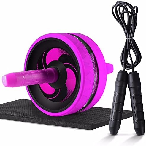 2 in 1 Abdominal Whell&amp;Jump Rope No Noise Ab Wheels Abdominal Exercise Rollers with Mat for Exercise Fitness,Purple