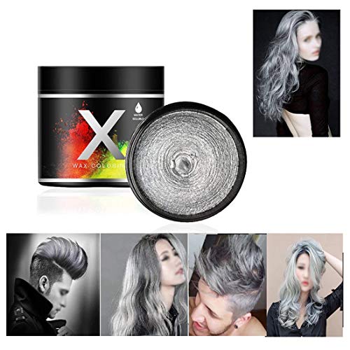 Slivere Grey Hair Color Wax Temporary Modeling Natural Color Hair Dye Wax Unisex One-time Hairstyle Cream Styling for Party Cosplay Halloween Masquerade