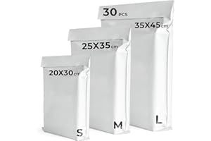 UGIX Enveloppes Plastique d'Expédition,30Pcs-3 Tailles Différentes- Pochettes d'Envoi Colis Vinted, Auto-Adhésives,Résistantes,Opaques,Idéales pour Emballage Colis vinted, Vêtements,Chaussures, Livres