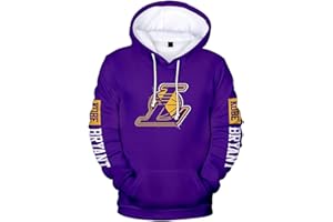 NIUHE Homme Sweat à Capuche Kobe Bryant Mamba 3D Impression Pull Casual Sweat Manche Longue