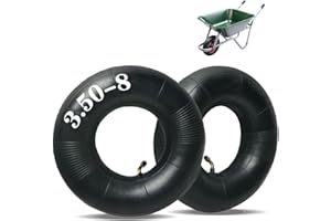 MTLHBCG Lot de 2 chambres à air pour brouette, chambre à air de rechange 3,50-8, pneu de rechange pour roue pneumatique avec une forte capacité de charge, tige de valve incurvée pour brouette, tondeuse