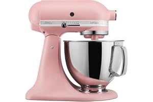 KitchenAid Batidora amasadora - Artisan - Robot de Cocina con Cabezal Inclinable - Amasadora con 5 Accesorios - Batidora de repostería con 2 boles de Acero Inoxidable - 4,8 L y 3 L - Rosa