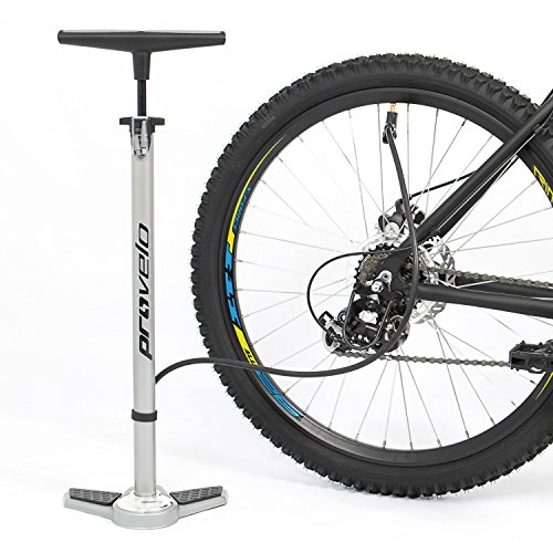 Fahrrad Luftpumpe in silber, Standluftpumpe mit Manometer und Universal Doppelpumpenkopf, inkl. Adapter Set by Provelo - 8