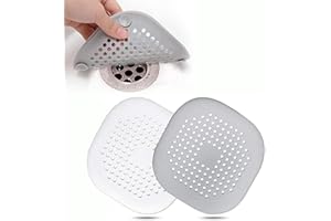 tifanso 2 pcs Silicone Drain Protector with Sucker Sink Strainer Shower Drain Cover Hair Catcher For Shower Drain Strainer Plug Trap Filter for Bathroom (White+Grey)