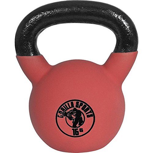 Gorilla Sports Kettlebell Kugelhantel Hantel Gewicht Handgewicht Set Vinyl mit Neopren Gummi Ummantelung 1x 12 kg, 16 kg (28kg) - 3
