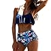 Produktbild Beikoard Bademode Bikini Set, Damen Badebekleidung Geometrisch Netz Garn Bikini Set Bandage Push-up Gepolstert Badeanzug Feste Farbe Badestrand Bademode (Blau, S)