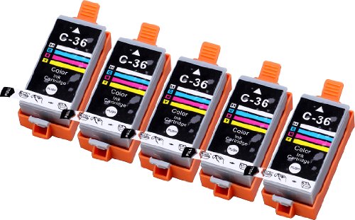 5 Multipack XL Canon CLI-36 Patronen Kompatible. 5 color für Canon iP100, mini260. Tintenpatrone. Tinten kompatible Druckerpatronen. CLI-36-C / 1511B002 © Patronenland