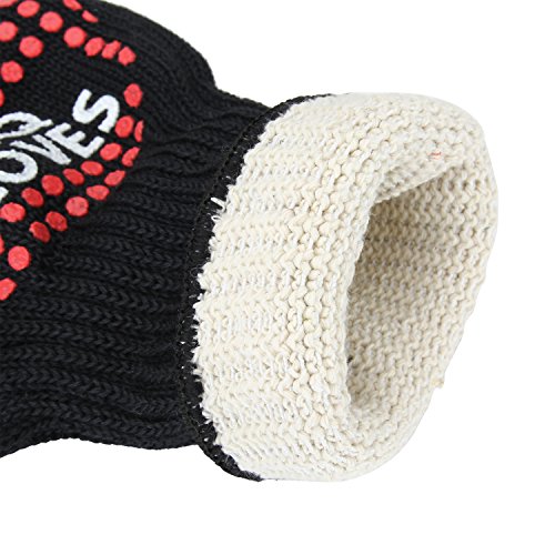 Grillhandschuhe Vikeepro Ofenhandschuhe( 2er Set )bis zu 500°C hitzebeständig Lange Unterarmschutz Backhandschuhe Topfhandschuhe mit Kostenlosen Silikon Topfhalter - 3